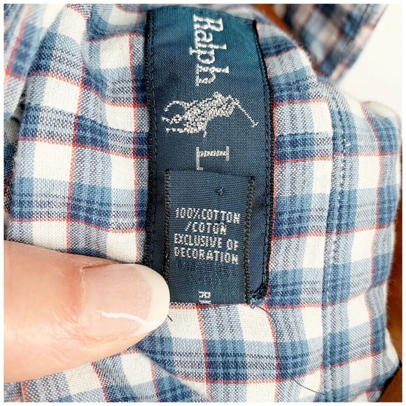 Ralph Lauren Shirt Mens S Button Down Collar Blue White Plaid Short Sleeves - Picture 6 of 7